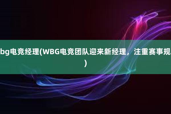 wbg电竞经理(WBG电竞团队迎来新经理，注重赛事规划　　　　)