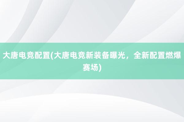 大唐电竞配置(大唐电竞新装备曝光，全新配置燃爆赛场)