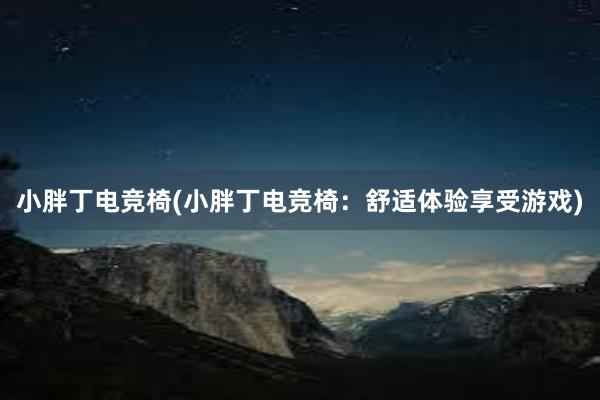 小胖丁电竞椅(小胖丁电竞椅：舒适体验享受游戏)