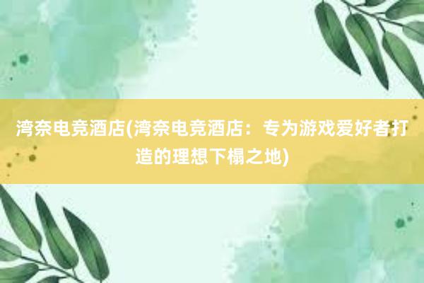 湾奈电竞酒店(湾奈电竞酒店：专为游戏爱好者打造的理想下榻之地)