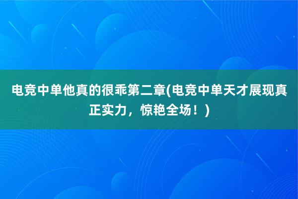 电竞中单他真的很乖第二章(电竞中单天才展现真正实力，惊艳全场！)