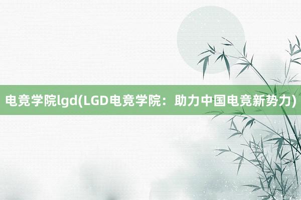 电竞学院lgd(LGD电竞学院：助力中国电竞新势力)