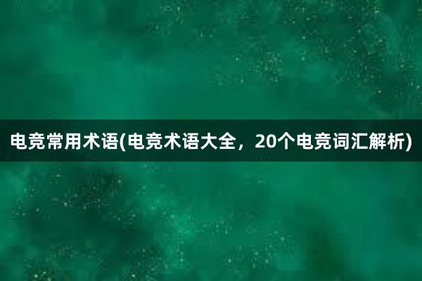 电竞常用术语(电竞术语大全，20个电竞词汇解析)