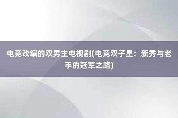 电竞改编的双男主电视剧(电竞双子星：新秀与老手的冠军之路)