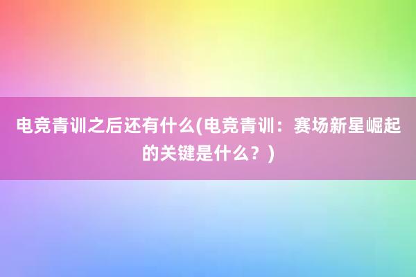 电竞青训之后还有什么(电竞青训：赛场新星崛起的关键是什么？)