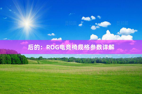 后的：ROG电竞椅规格参数详解