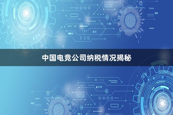 中国电竞公司纳税情况揭秘