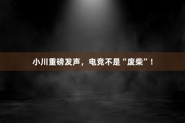 小川重磅发声，电竞不是“废柴”！