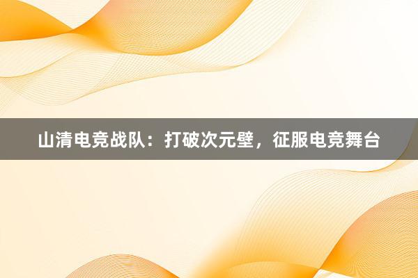 山清电竞战队：打破次元壁，征服电竞舞台