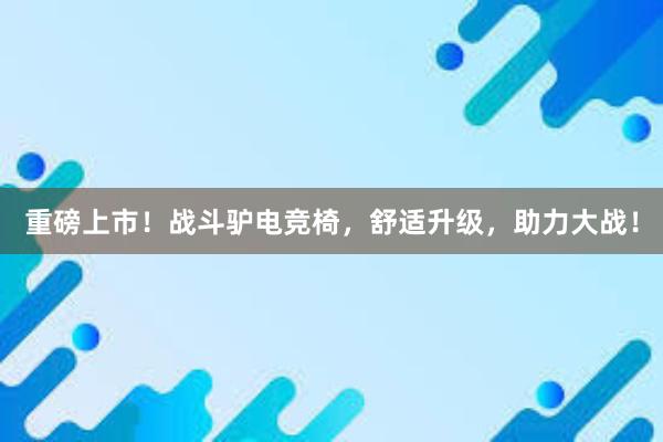 重磅上市！战斗驴电竞椅，舒适升级，助力大战！