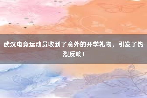 武汉电竞运动员收到了意外的开学礼物，引发了热烈反响！