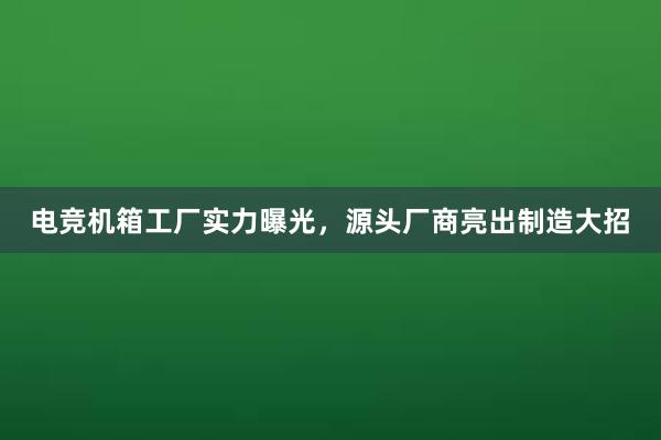 电竞机箱工厂实力曝光，源头厂商亮出制造大招