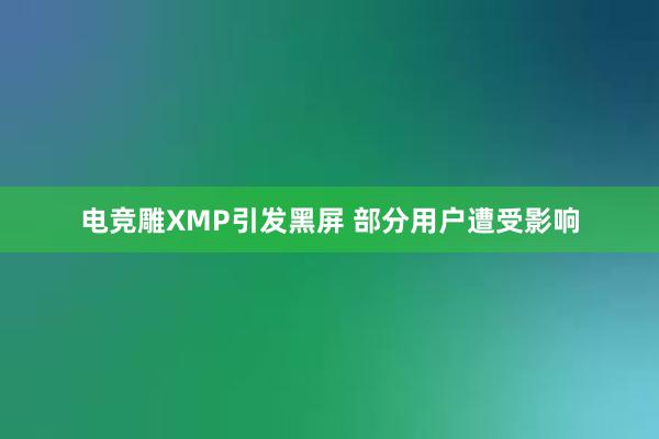 电竞雕XMP引发黑屏 部分用户遭受影响