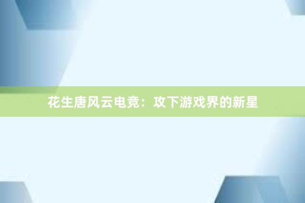 花生唐风云电竞：攻下游戏界的新星