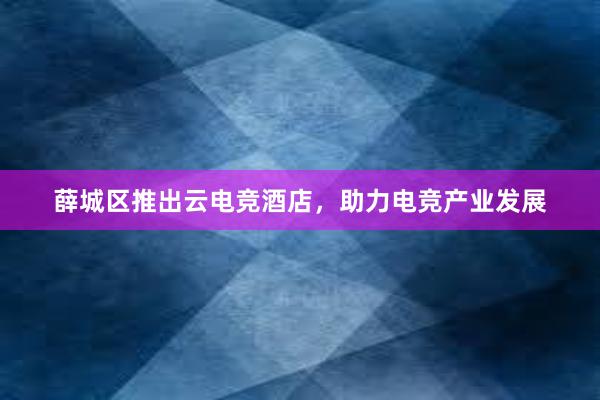 薛城区推出云电竞酒店，助力电竞产业发展