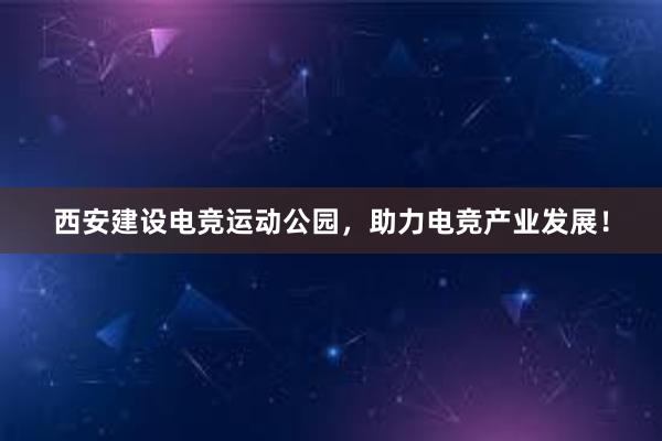 西安建设电竞运动公园，助力电竞产业发展！