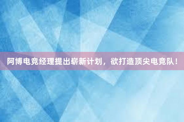 阿博电竞经理提出崭新计划，欲打造顶尖电竞队！