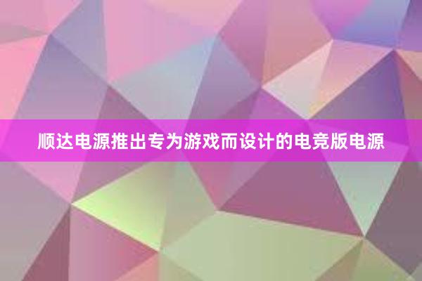 顺达电源推出专为游戏而设计的电竞版电源